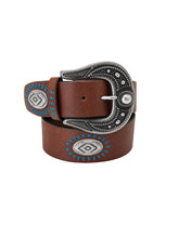 Load image into Gallery viewer, Cognac Leather Belt With Turquoise Details
