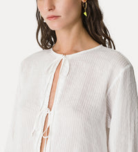 Load image into Gallery viewer, Pinstriped shirt with strings

